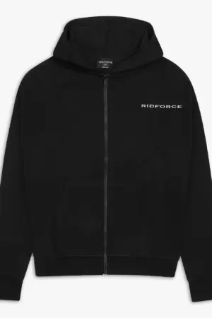 RIDFORCE Black Zipped Hoodie